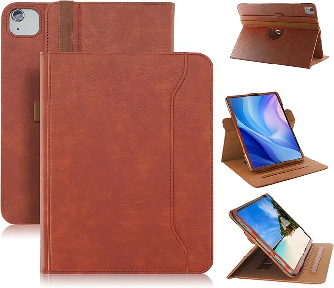 Case Compatible with Apple iPad Air 11-inch(M2) 2024/iPad Air 4/5th 2020/2022 10.9 Tablet PU Leather Business Cover for ipad Air5 /Air4/Pro 360 Rotating Cases Auto Wake/SleepBrown