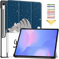 Case for Samsung Galaxy Tab S10 FE+/S10 FE Plus 13.1 Inch 2025 Model (SM-X620/SM-X626B) Tri-Fold Stand Smart PU Leather &amp Hard Back Shockproof Cover with Auto Wake/Sleep Lazy Blue Cat