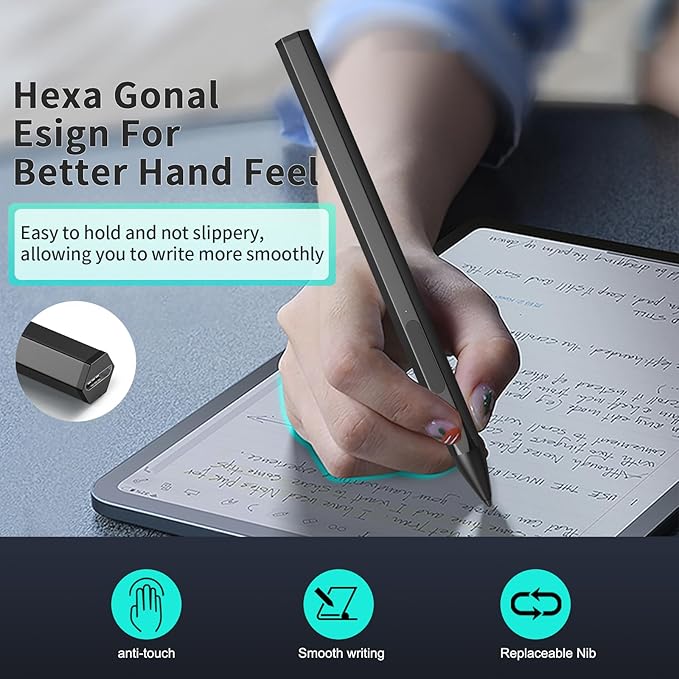 Stylus Pen for ASUS Transformer/Mini/ASUS Zenbook Flip/Pro/ASUS Vivobook Flip/Pro/Duo/ASUS Notebook Rechargeable MPP 2.0 Tilt Pen with 4096 Pressure Sensitivity Hexagonal Pen Body Design Black