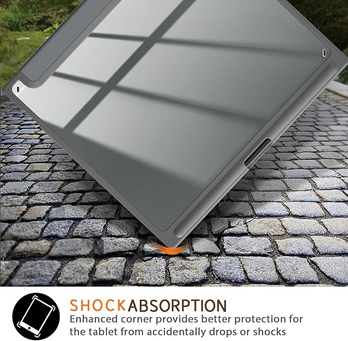 Case for BOOX Note Air 3 C and B/W E Ink Tablet 10.3 ePaperSlim Drop Protection Tri-Fold Cover with Hard Shell Transparent Back and Pen Holder Stand Smart Cover with Auto Wake/SleepGrey