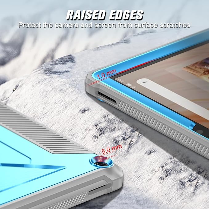 Fintie Shockproof Case for All-New Fire HD 10 Tablet (13th Generation 10.1 2023 Release) [Tuatara] Rugged Unibody Hybrid Bumper Kickstand Cover with Built-in Screen Protector Blue