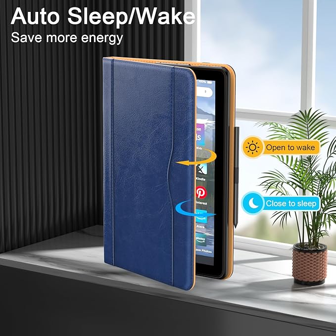 Grifobes Case 8/8 Plus [Only for 2024/2022/2020 Released 12th/10th Generation] Premium PU Leather Folio Stand Smart Auto Wake/Sleep Cover with Built-in Stylus Holder/Pocket Royal Blue