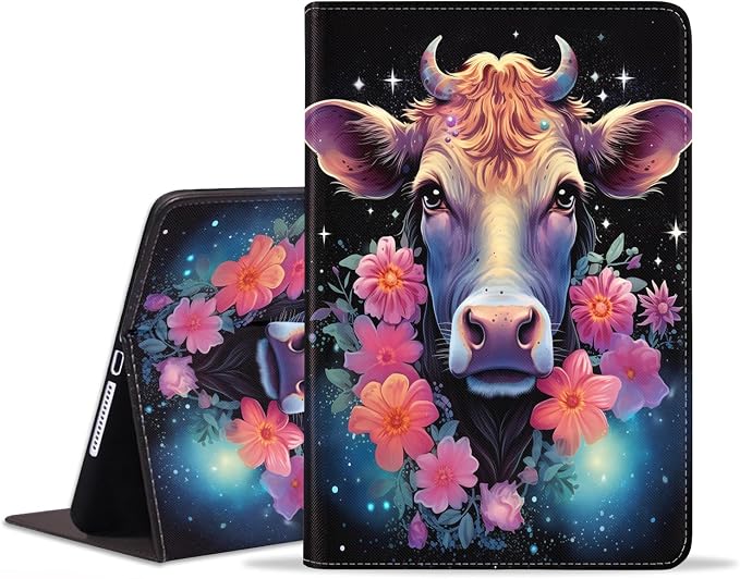 Watercolor Floral Wreath Cow