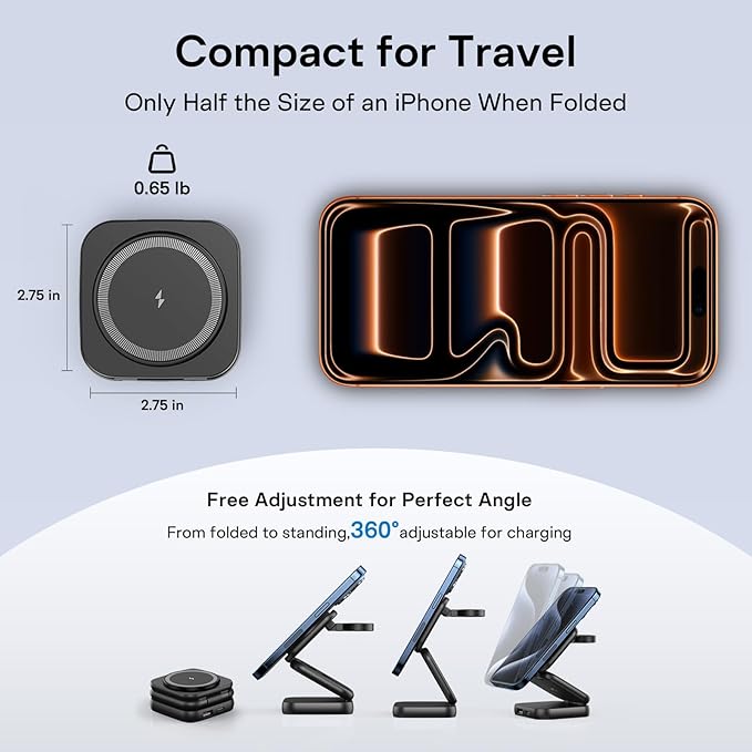 5-in-1 Wireless Charger for MagSafe AC ISLAND Portable Travel Charging Station 35W Max Fast Foldable Magnetic Stand Evolved for iPhone 17-12 &amp Air Series Apple Watch AirPods (with 35W Adapter