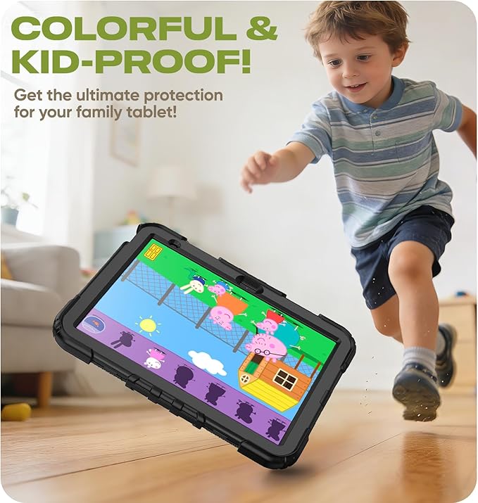 HXCASEAC Kids Case for iPad 9th/8th/7th Generation Full Body Protective Design | Foldable Stand | Screen Protector | Pencil Holder Durable for iPad 9th Gen / 8th Gen 10.2 inch Black
