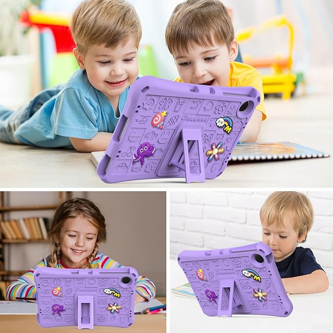 Kids Case for Samsung Galaxy Tab A11+ Plus/A9+ Plus 5G 11 Inch 2025/2023 EVA Lightweight Bumper Shockproof Kickstand Shoulder Strap Children Friendly Tablet Case Lightpurple