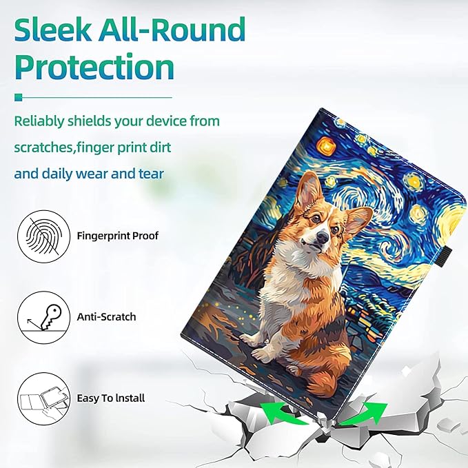 Case for Amazon Fire Max 11 Tablet (13th Generation 2023 Release) Slim Folding Stand Cover with Auto Wake/Sleep for Fire 11 Max Tablet Corgi Under The Night Sky