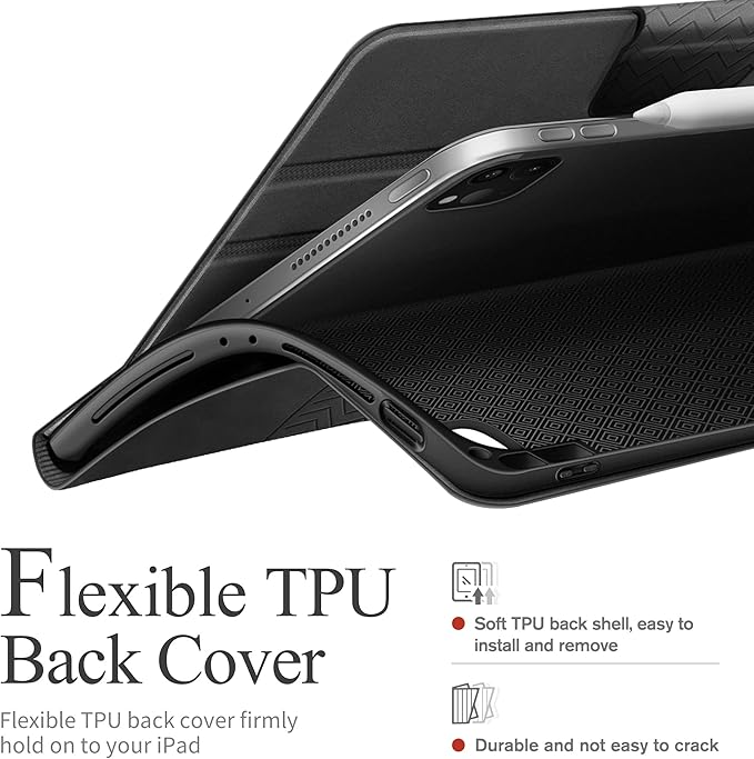 auaua Case for iPad Pro 12.9 6th/5th/4th/3rd Generation 2022/2021/2020/2018 Slim Durable Leather Stand Cover with Pencil Holder Auto Sleep/Wake (Grey)