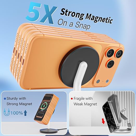Magnetic Wireless Charger i Phone Stand 15W Fast Mag-Safe Charging Station 6FT Magnet Wireless Charging Stand with Plug Compatible with Apple iPhone 17/17 Pro/Air/17Pro Max 16/15/14/13/12AirPods Pro