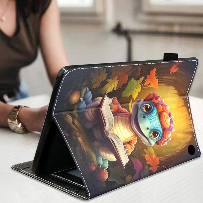 Case for All-New Amazon Fire HD 10 &amp 10 Plus Tablet 10.1 (13th/11th Generation 2023/2021 Release) Slim Stand Folio Cover with Card Slot &amp Auto Wake/Sleep - Cute Little Dinosaur