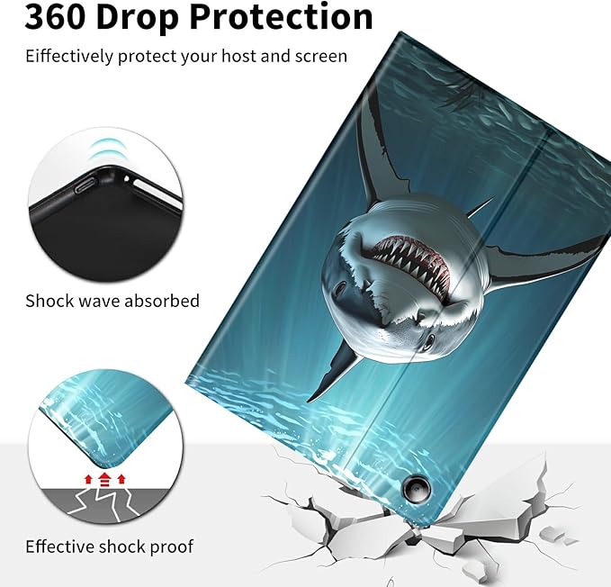 for Amazon Fire HD 8 Tablet Case (12th/10th Generation 2024/2022/2020 Release)-Slim PU Leather Adjustable Stand Smart Cover with Auto Wake/SleepShark