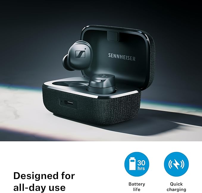 Sennheiser Momentum True Wireless 4 Smart Earbuds with Bluetooth 5.4 Crystal-Clear Sound Comfortable Design 30-Hour Battery Life Adaptive ANC LE Audio and Auracast - Black Graphite