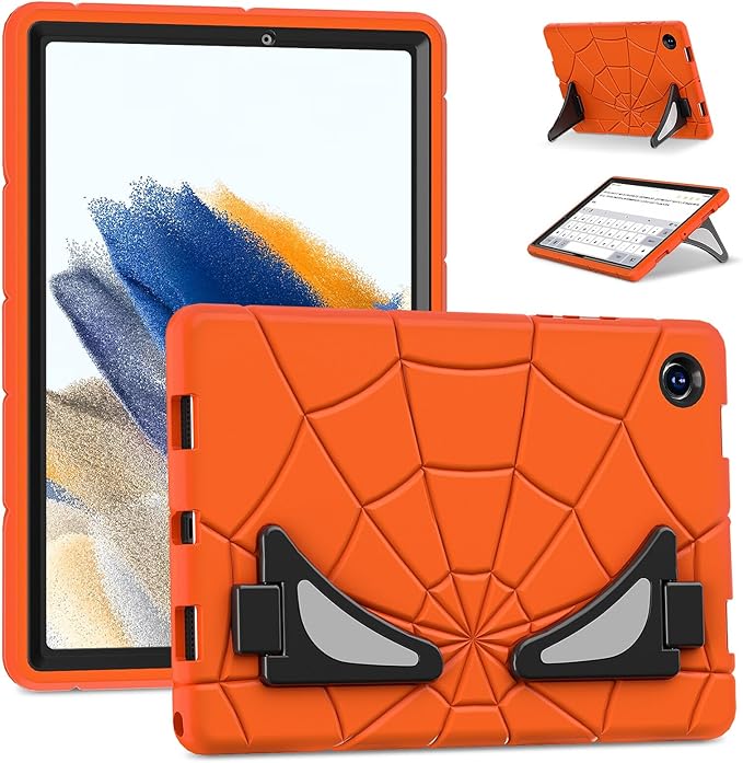 Compatible with Samsung Galaxy Tab A8 10.5 X200/X205(2021) Tablet CaseLightweight Shockproof Rugged Protective Cover with Kickstand for Kids Children Boys Babies Orange Black