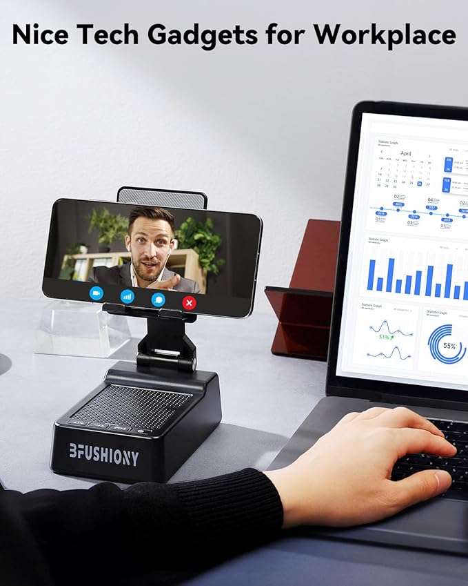 Father's Day Gifts for Dad Birthday Gifts for Men Women 4 in 1 Cell Phone Stand with Bluetooth Speaker Dual Connect Stocking Stuffers White Elephant Gifts for Adults (2 Pack)