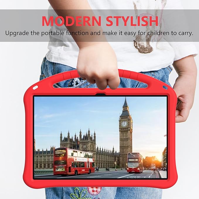 for Samsung Galaxy Tab S9 Ultra &amp S8 Ultra 14.6-Inch Kids Case 2023/2022 (SM-X910/X916/X918/X900/X906) with Kickstand/Handle Stand Kids Friendly Lightweight Soft EVA Shockproof Cover Red