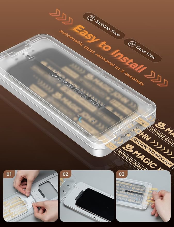 MAGIC JOHN 3rd Gen Upgraded for iPhone Air Screen Protector 6.5 InchHD ClearShatterproof Tempered FilmAuto Dust-EliminationBubble FreeEasy Installation2 Pack