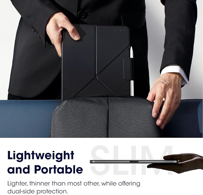 PITAKA iPad Pro 11 Inch Case Compatible with iPad Air M4/M3/M2 11 Inch (4-8th Gen) &amp 2022/2021/2020/2018 iPad Pro 11 (1-4th Gen) Portrait/Landscape Magnetic Case with 4 Standing Angles - Black
