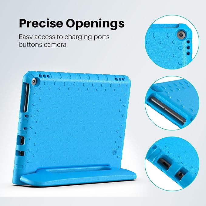 Kids Case for Kindle Fire HD 10 or 10 Plus 13th/11th Generation (2023/2021 Release) Shockproof Lightweight Protective Cover with Portable Handle Stand for Boys Girls Blue