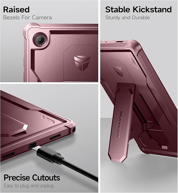 Dexnor Case for Samsung Galaxy Tab A8 10.5 Inch 2022 [Built in Screen Protector &amp Kickstand] Heavy Duty Shockproof Full Body Protective Cover for Galaxy Tab A8 Case-Red