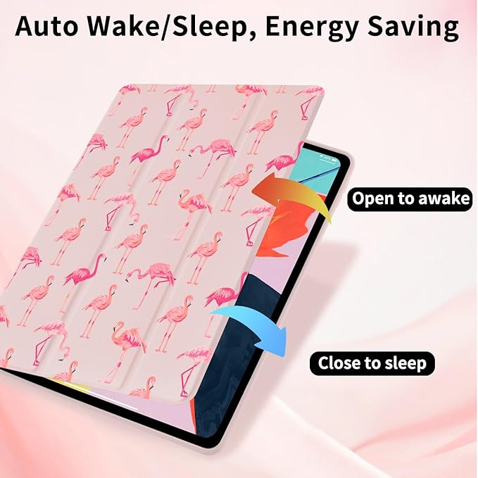 Summer Flamingo Case for iPad (A16) 11th Generation 2025 11 Inch/iPad 10th Generation 2022 10.9 Inch with Pencil Holder Trifold Stand Pink Leather Girly Cover Clear Back Shell Auto Wake/Sleep