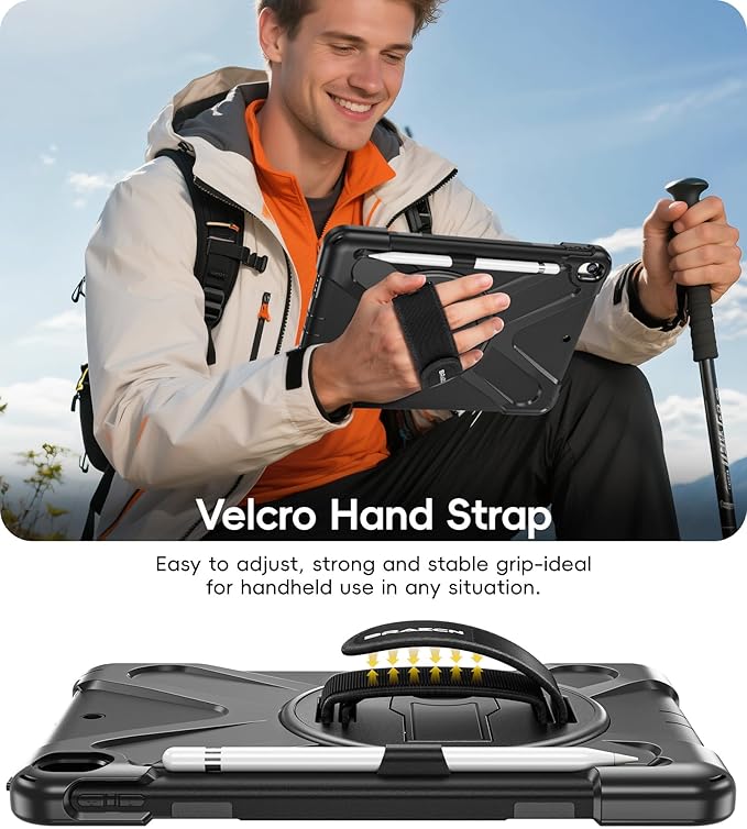 BRAECN Case for iPad Air 3rd Generation 2019 / iPad Pro 10.5 inch 2017 Rugged Heavy Duty Shockproof Cover with Pencil Holder 360° Rotating Kickstand &amp Adjustable Hand Strap &amp Shoulder Strap