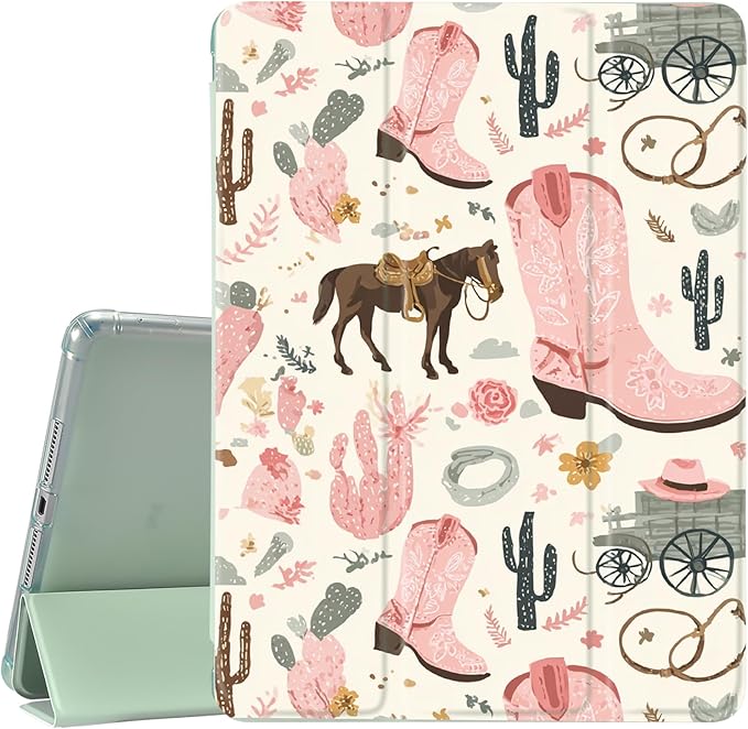 JOYLAND Cowboy for iPad 10th Generation Case 10.9 inch/iPad (A16) 11th Generation 11 Inch 2025 with Pencil Holder-Trifold Stand Protective Cover with Soft TPU BackGreen