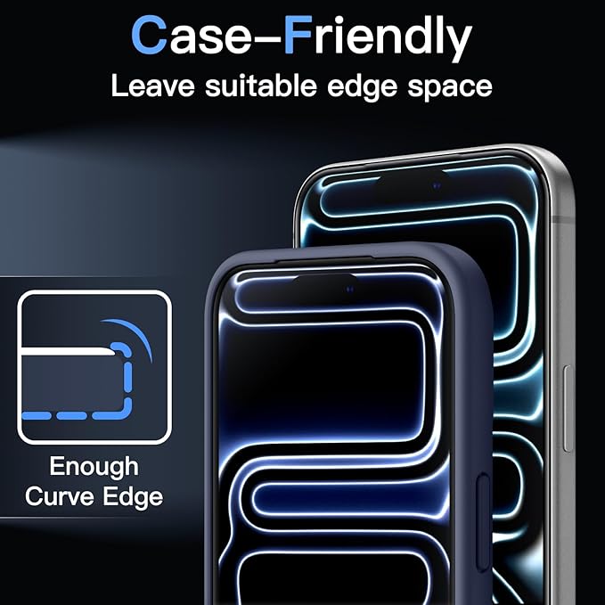 JETech Infinity AR Screen Protector for iPhone 17 Pro AR Anti-Reflective Coating 9H+ 3D Full Coverage Tempered Glass Military-Grade Shatterproof Smudge-Resistant Easy Install 1-Pack