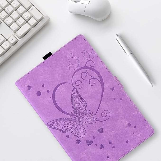 Case for Fire HD 10 Tablet 9th/7th/5th Generation 2019/2017/2015 Release Multiple Angles Viewing Stand Cover Soft TPU Back Cover with Pen Holder and Auto Wake/Sleep Purple