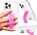 LoveHandle PRO Premium Phone Grip - Silicone Phone Strap - Magnetic Phone Mount and Kickstand for Smartphone and Tablet - Hot Pink Silicone on White Base