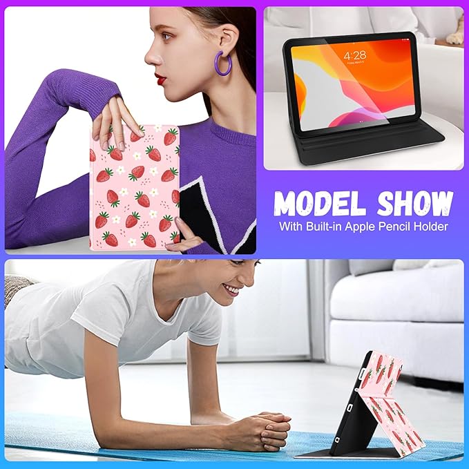for iPad Air 3rd Generation Case for Apple iPad Pro 10.5 Inch Case Cute Kids Girls Women Girly Kawaii Teens Strawberry Pretty Unique Design Cover for iPad Air 3 Gen 2019 Pro 10.5 Cases