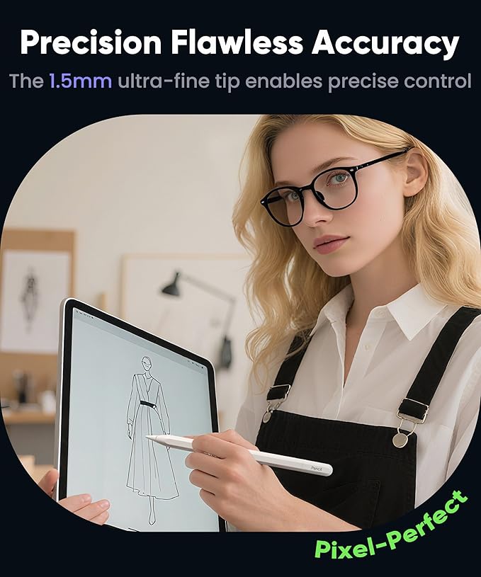 Pencil USB-C for iPad(2018-2025): Magnetic Wireless Charging- Only for iPad Pro 11(1-4th) 12.9(3-6th) Air(4/5th) Mini 6. Slide-Switch Hidden-Port Stylus with Tilt Control &amp Palm Rejection