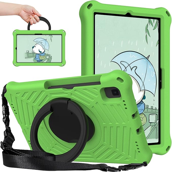 for Samsung Galaxy Tab S5e 10.5 (2019) SM-T720/T725 Tablet Case for Kids - EVA Lightweight Shockproof 360° Rotating Handle Stand Rugged Cover W Shoulder StrapGreen