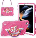 XZC Case for Samsung Galaxy Tab A9+/ A9 Plus Case 11 2023 (SM-X210/X216/X218) Unicorn Heavy Duty Shockproof Protective Case with Stand/Shoulder Strap for Kids Girls Women (Rose)