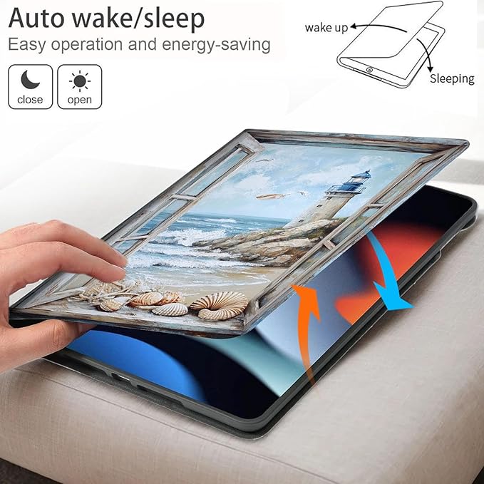 Bxgolkgd Tablet Case for 7 Kindle Paperwhite 2024 (12th Gen) &amp Kindle Colorsoft Signature EditionAuto Wake/Sleep FunctionSeaside Lighthouse Scenery