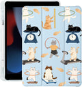 Cute Kawaii Kitten Cat for iPad 7th/8th/9th Generation Case with Pencil Holder Auto Sleep/Wake Blue Leather Soft TPU Back Cover for iPad 10.2 Inch 2019/2020/2021
