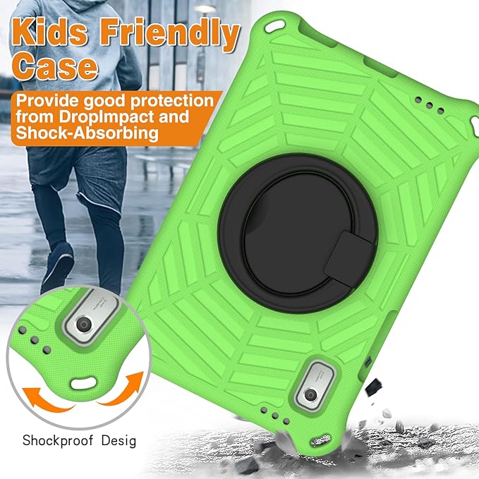 Compatible with Lenovo Tab M9 9.0 inch (TB-310FU) 2023 Case Tablet for Kids Light Weight EVA Rugged Shockproof Full Cover 360 Rotating Handle Stand Case (Green)