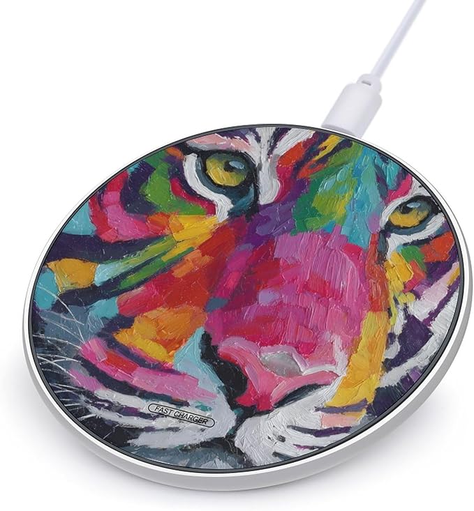 Tiger Art Fast Portable Charger 10W Funny Graphic Phone Charging Pad with USB Cable