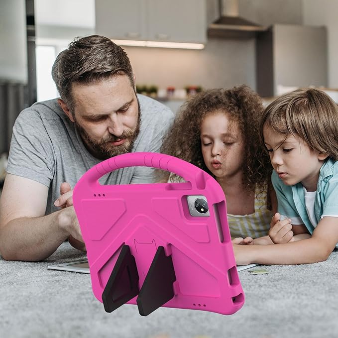 Kids Universal Case for Blackview Tab 8 WiFi 10.1 inch 2023 EVA Foam Stand Handle Cover for Blackview Tab 7 WiFi/OSCAL Pad 60/ DragonTouch Notepad 102/ Teclast P40HD 10.1 Tablets - Hot Pink