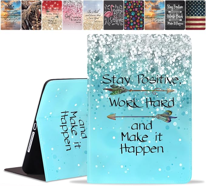Blue Glitter Quote Stay Positive Work Hard and Make It Happen