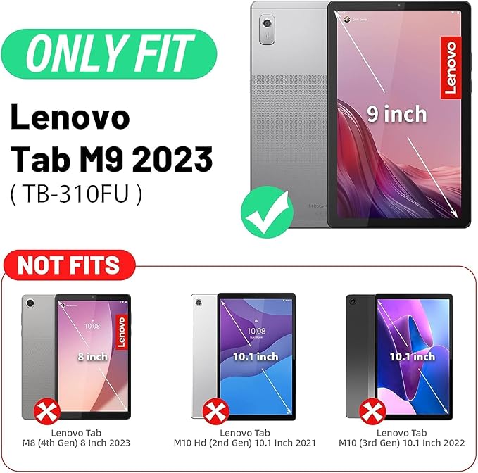 Backlit Keyboard Case for Lenovo Tab M9 Case 9 Inch 2023 (Model:TB-310FU/TB-310XU) 7 Colors Backlight Detachable Wireless Keyboard Protective Cover Case for Lenovo Tab M9 9 2023 Release
