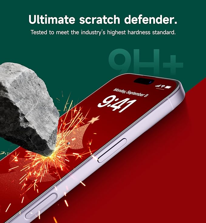 SURITCH 2-Pack for iPhone 17/ iPhone 16 Pro Tempered Glass Screen Protector 9H+ Hardness Fingerprint Resistant Military-grade Shatterproof Glass Film with Installation Tool for Christmas