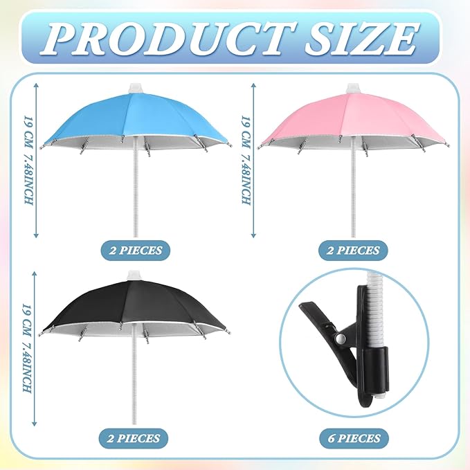 Flutesan 6 Sets Phone Umbrella for Sun Phone Umbrella Cell UV Protection Anti Glare Sun Shade Adjustable Sunshade with Hand Style Suction Cup Outdoor Shield Sunshade for Summer beach