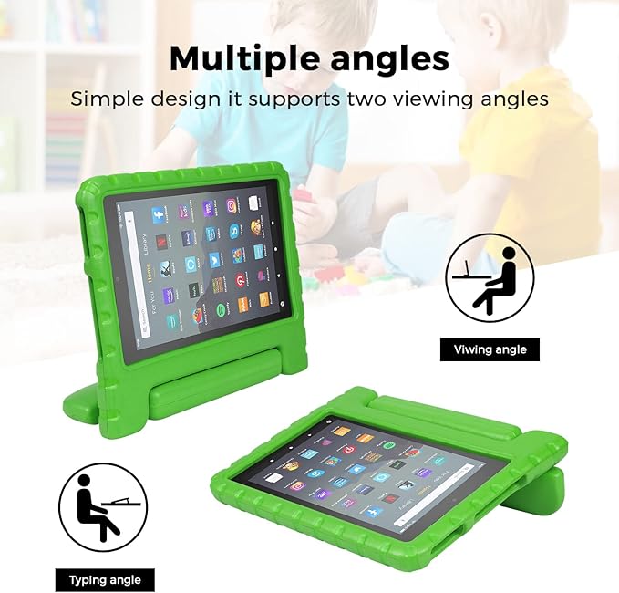 Kids Case for Fire 7 Inch Tablet 9th/7th/5th Generation Tablet (2019/2017/2015 Release) Kid-Proof &amp Shockproof Case Sturdy Soft Durable EVA Protective Cover with Convenient Handle Green