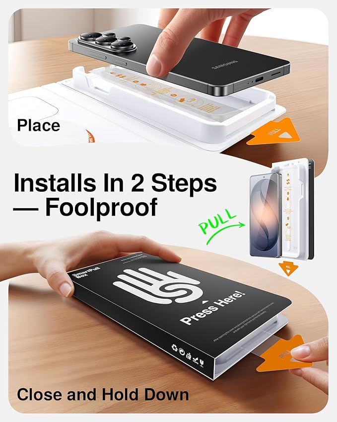 SMARTDEVIL Tempered Glass for Samsung Galaxy S25 Ultra Screen Protector [3 Pack]Fingerprint Unlock Compatible HD Anti-Glare 9H Scratch Resistant Fast &amp Easy SmartPull Box Bubble-Free Install