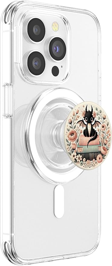 Aesthetic Cottagecore Flowers Dragon Books Bookworm Bookish PopSockets PopGrip for MagSafe
