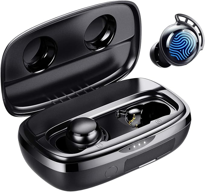 Tribit Wireless Earbuds 110H Playtime Bluetooth 5.3 IPX8 Waterproof Touch Control True Wireless Bluetooth Earbuds with Mic Earphones in-Ear Deep Bass Built-in Mic Bluetooth Headphones FlyBuds 3