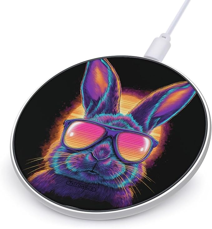 Technology Bunny Vintage Rabbits Phone Charger Magnetic Charging Pad Anti-Slip with USB Cable