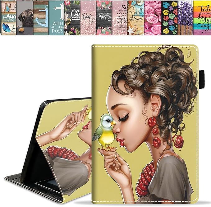 Case for All-New Amazon Fire HD 10 &amp 10 Plus Tablet 10.1 (13th/11th Generation 2023/2021 Release) Slim PU Leather Stand Cover with Card Slot &amp Auto Wake/Sleep - African American Girl