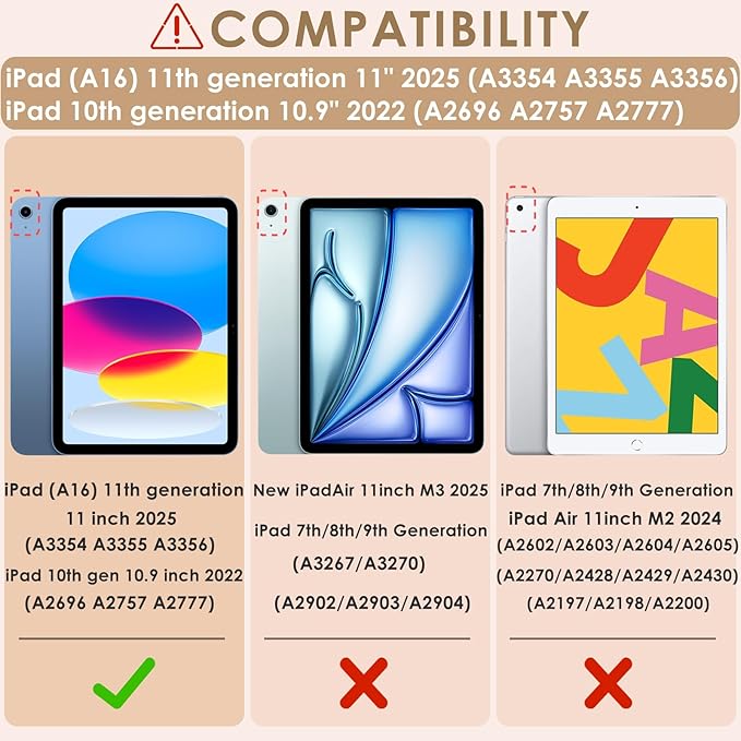 DETUOSI Case for iPad (A16) 11th Generation 11 Inch 2025 Shockproof Cover with 360°Rotatable Stand &amp Shoulder Strap Heavy Duty Case for iPad 10th Gen 10.9 Inch Dark Blue + Green