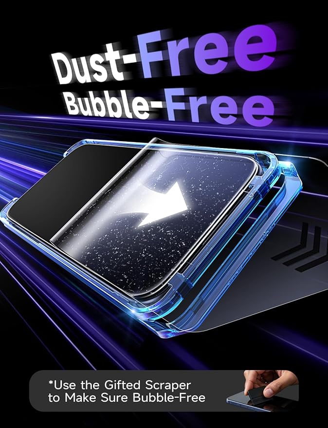 LISEN 2 Pack [Top 9H+ Hardness] Glass for iPhone 17 Pro Max/iPhone 16 Pro Max Screen Protector Military Grade Shatterproof 8K HD Auto Dust-Elimination Bubble Free Tempered Glass with Ultra Fit Tray
